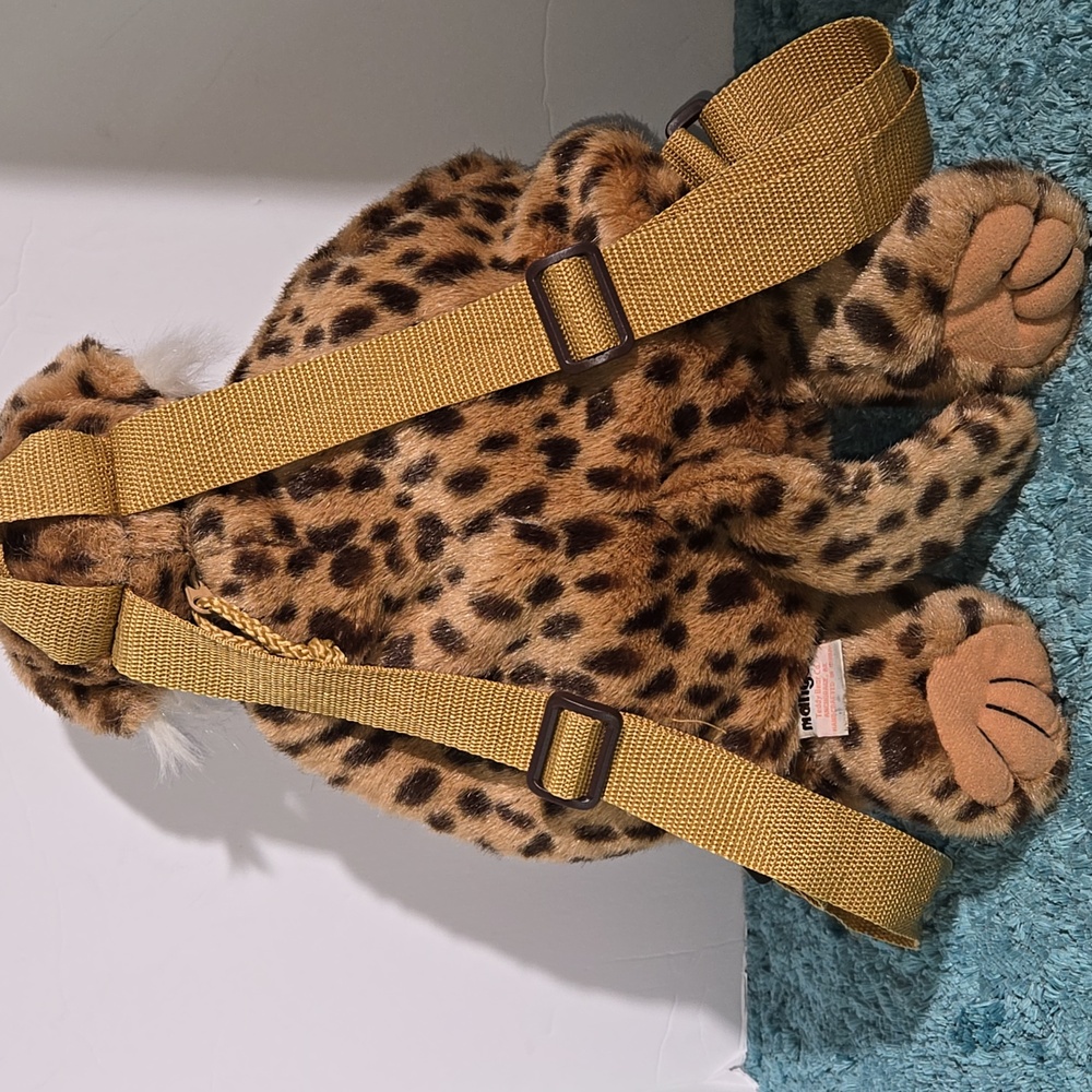 Mango Brown Leopard Stuffed Animal backpack purse - Picture 3 of 8